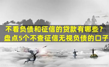 不看負(fù)債和征信的融資(負(fù)債融資征信看什么)? (http://www.ssksuo.cn/) 知識問答 第1張